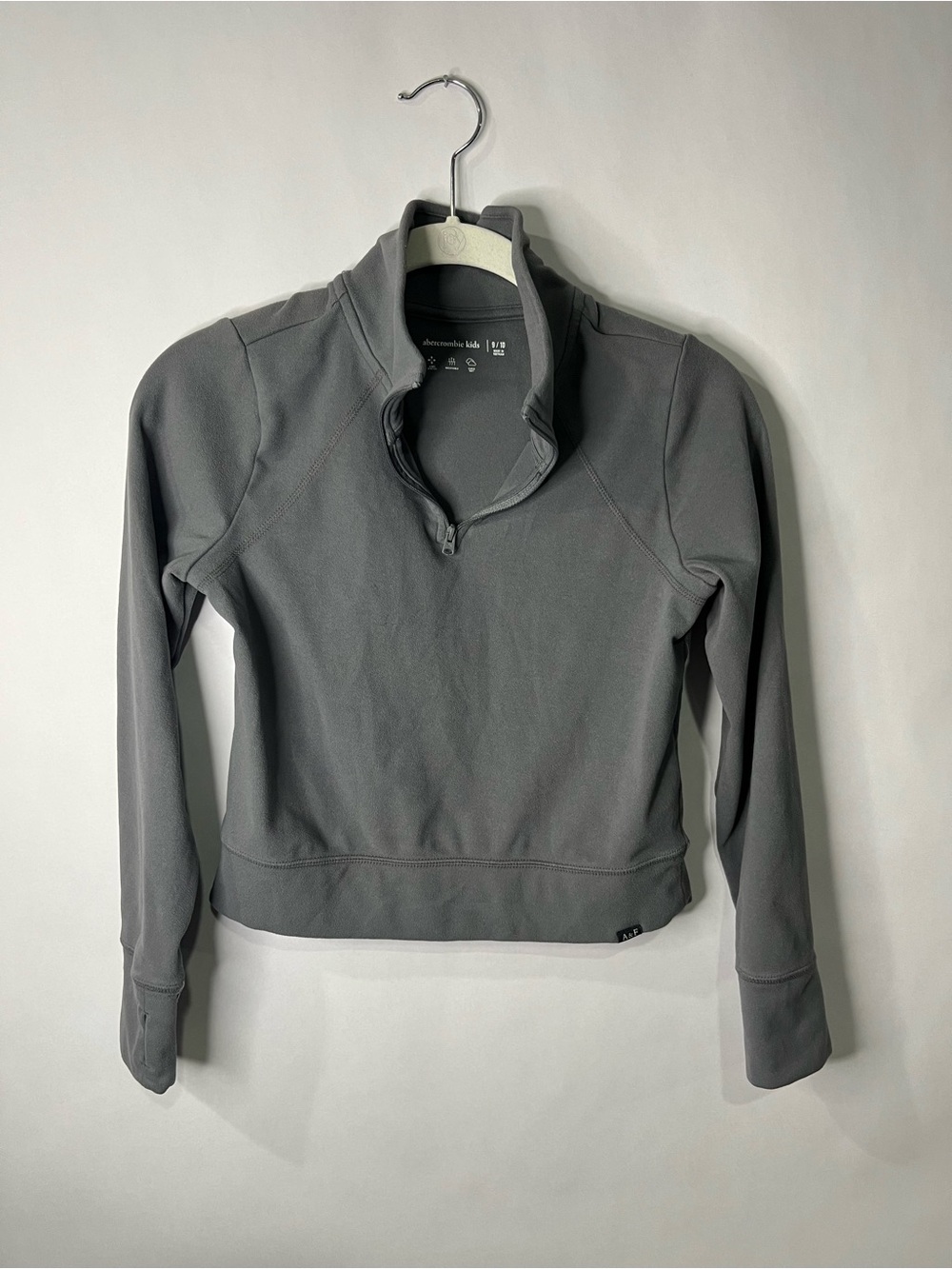 Ambercrombie Kids Girls Fleece 1/4 Zip Grey Sweatshirt